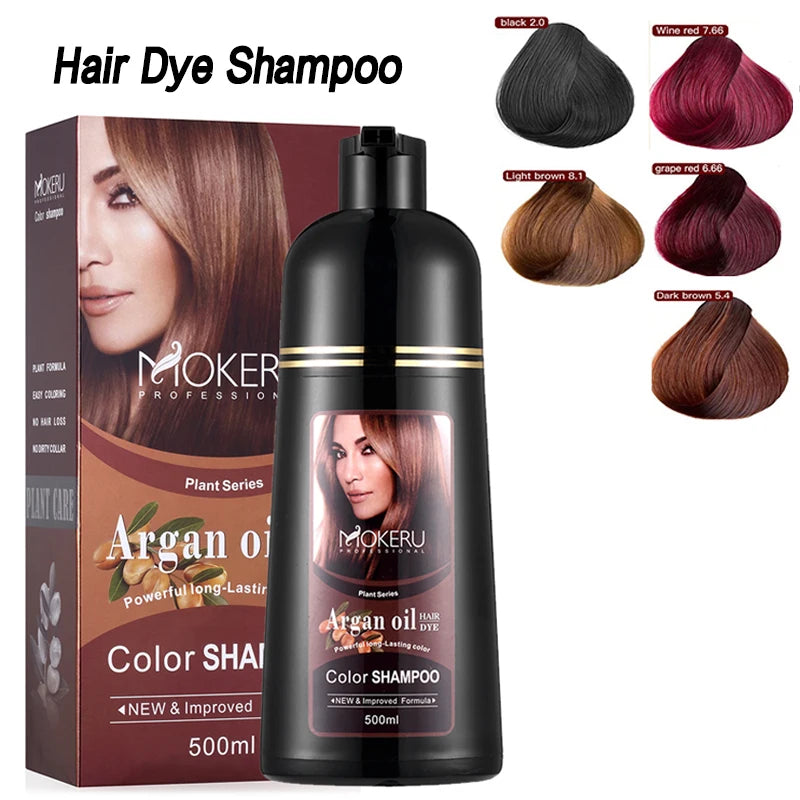 Mokeru Natural Fast Coloring Argan Oil For Hair Dark Brown Argan Speedy Hair Color Shampoo for Gray Hair Dye Shampoo |...