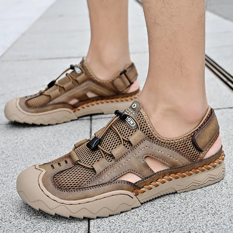 New Mens Sandals Summer Breathable Mesh Sandals Men Outdoor Casual Lightweight Beach Sandals Fashion Men Shoes Large Size 38-46 - Kimlud