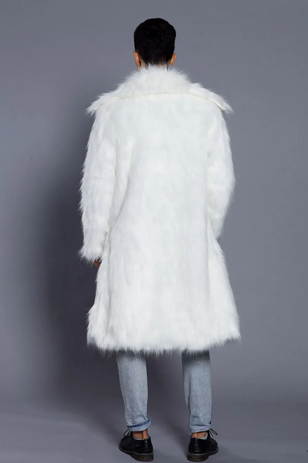 Men Faux Fox Fur Long Jacket Coat Winter Thick Fluffy Long Sleeve Warm Shaggy Luxury Faux Fur Long Jacket Bontjas Jackets Mens