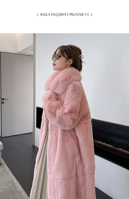 5XL Oversized Autumn Winter Faux Fur Coat Women Loose Long Plush Jackets Thick Warm OverCoat Female  Large Fur Collar Parka 2023