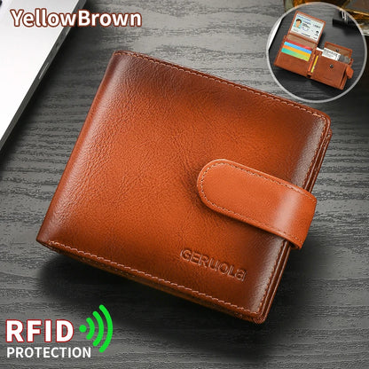 Compact genuine leather wallet, top-grain cowhide wallet with multiple card slots, RFID protection | Kimlud Premium Shirt