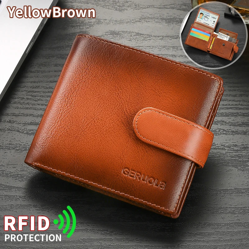 Compact genuine leather wallet, top-grain cowhide wallet with multiple card slots, RFID protection | Kimlud Premium Shirt