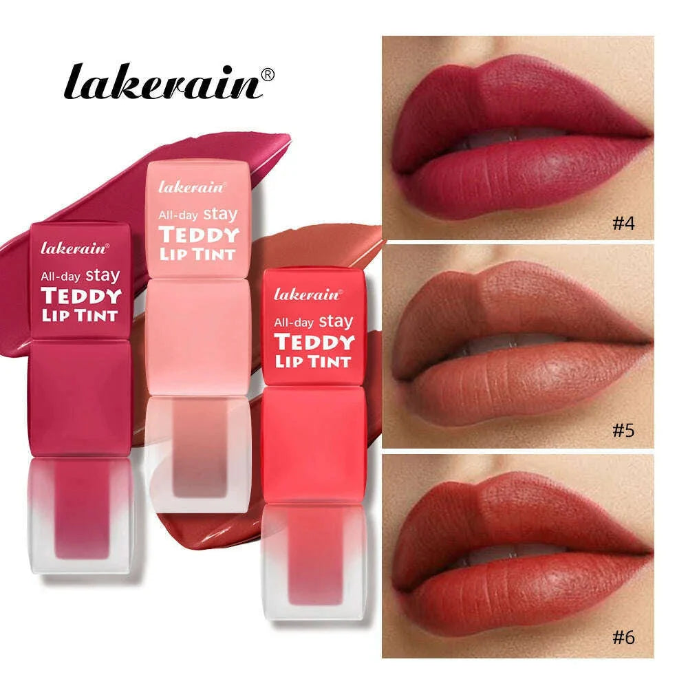 lakerain 6 colors matte teddy lip gloss lasting color waterproof not easy to take off makeup non-stick cup lip gloss