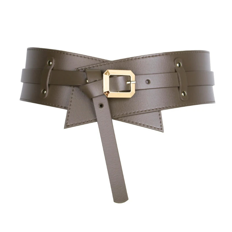 Medieval Leather Waist Belt Women Corset Wide Belts Girdle Belts Wide Cowhide Pin Buckle Waistbands For Dress Coat Decor