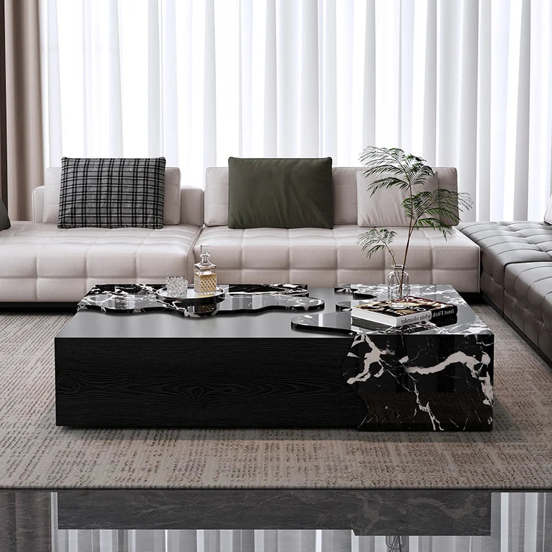 Italian Designer Marble Coffee Table - Minimalist Luxury Rectangle Art Furniture for Compact Living - Kimlud