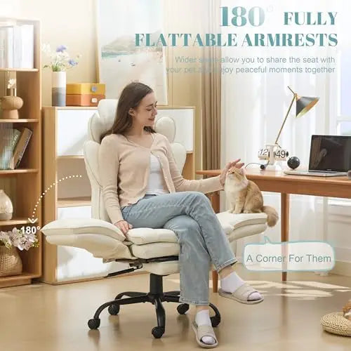 Flip Armrests Criss Cross Office Chair, Reclining Office Chair with Foot Rest, Adjustable Headrest, Massage Waist |...