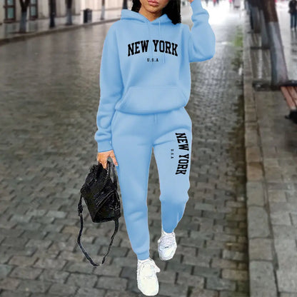 NEW YORK Women's Tracksuit Autumn Winter Hoodies Trousers 2PCS Suit Sports Jogging Street High quality Clothes Women...