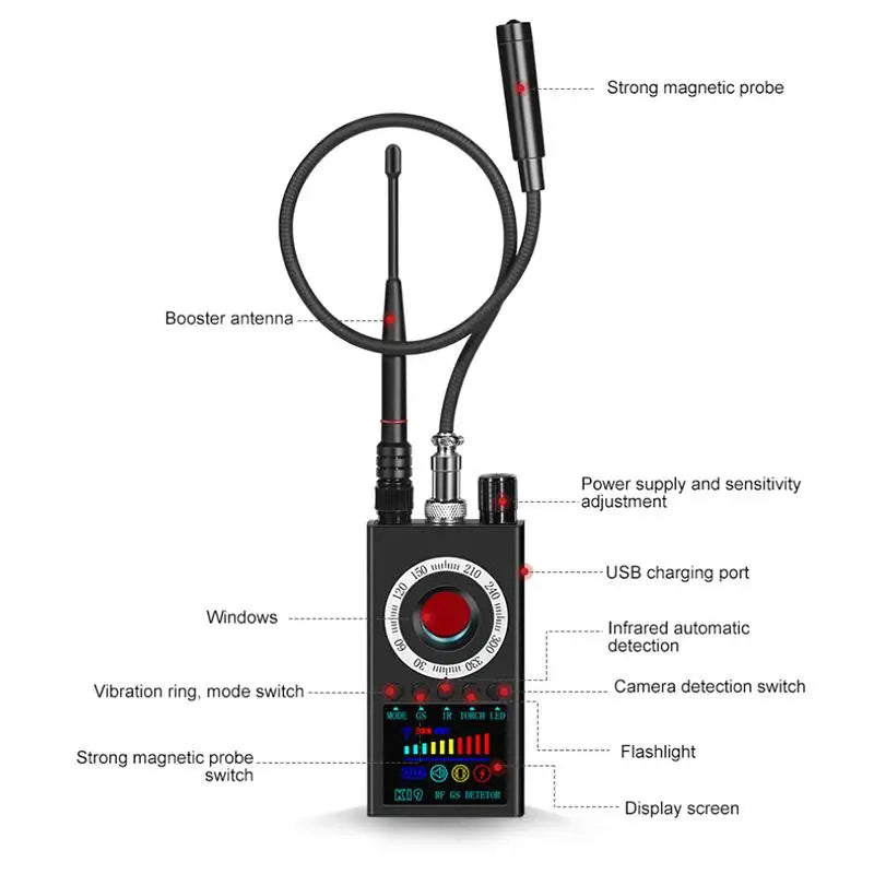 K19 Wireless RF Signal Detector Anti Wiretapping Mini GPS Camera Finder Tracker Hotel Anti Candid Camera Bug Scanner...