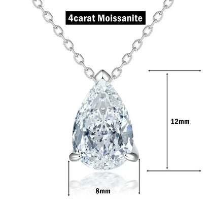1/2/3/4CT Water Drop Moissanite Pendant Necklace for Women  Certified 925 Silver Pear Cut Solitaire Diamond Pendant Neckchain