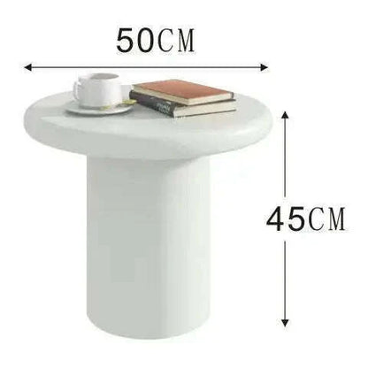 “Modern Cream Round Side Table - Minimalist Mushroom End Table for Small Space, Luxury Accent Coffee Table