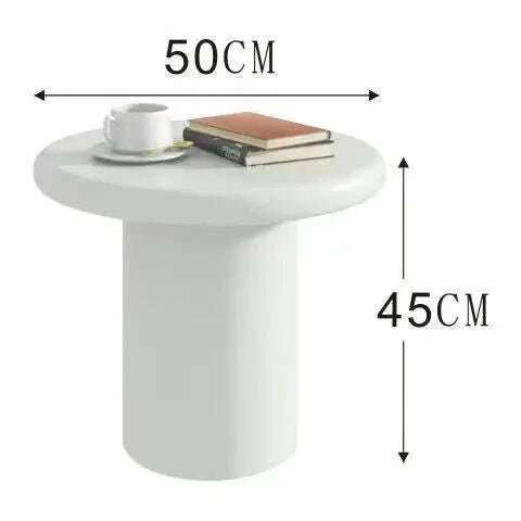 “Modern Cream Round Side Table - Minimalist Mushroom End Table for Small Space, Luxury Accent Coffee Table