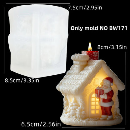 3DReindeer riding Santa Claus relief cylindrical candle silicone mold Christmas tree snowflake snow forest reindeer resin molds