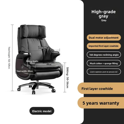 Electric Massage Boss Chair Heated Ventilated Gaming Chair Genuine Leather Executive Computer Seat Luxury Ergonomic Office Chair