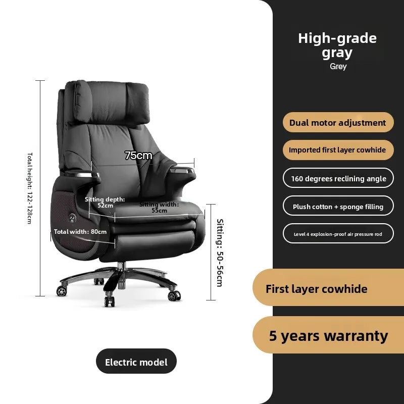 Electric Massage Boss Chair Heated Ventilated Gaming Chair Genuine Leather Executive Computer Seat Luxury Ergonomic Office Chair