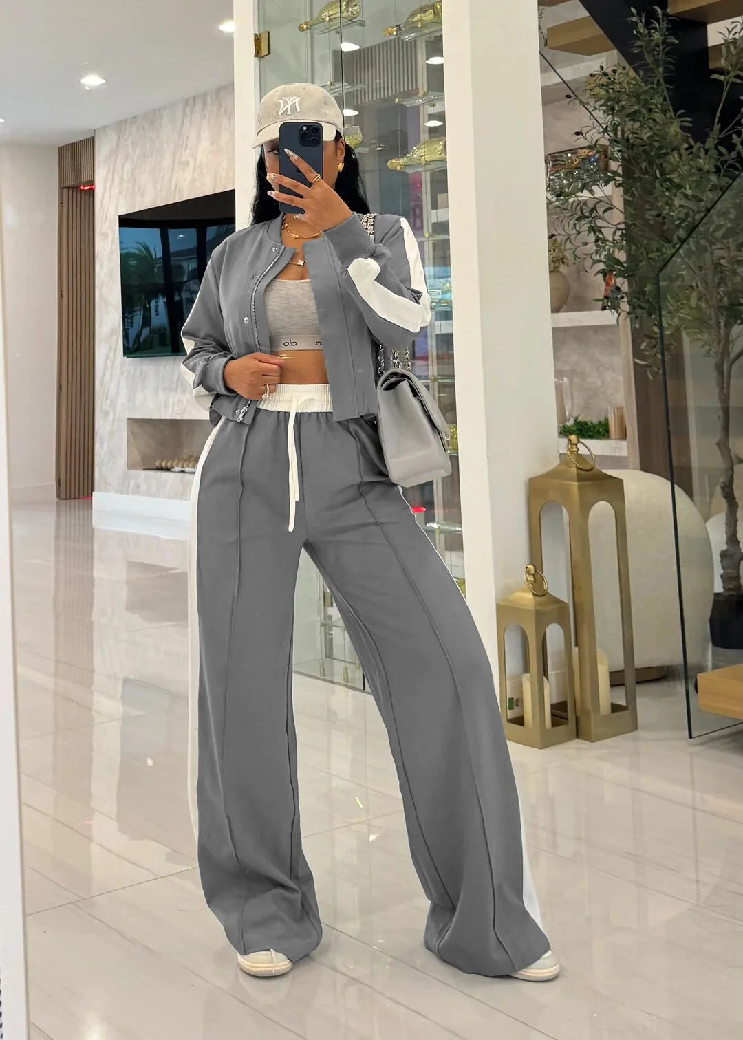 FAGADOER Fashion Sports 2 Pieces Set for Woman Long Sleeve Crop Top and Long Pants Matching Suit Female Streetwear...