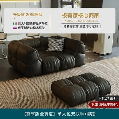 Puff Leather Sofa Bedrooms Comfortable Reclining Luxury Designer Lazy Sofa Modern Minimalist Sofy Do Salonu Home...