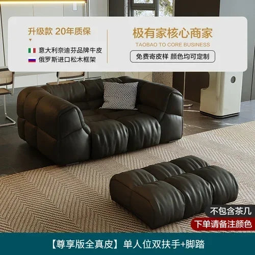 Puff Leather Sofa Bedrooms Comfortable Reclining Luxury Designer Lazy Sofa Modern Minimalist Sofy Do Salonu Home...