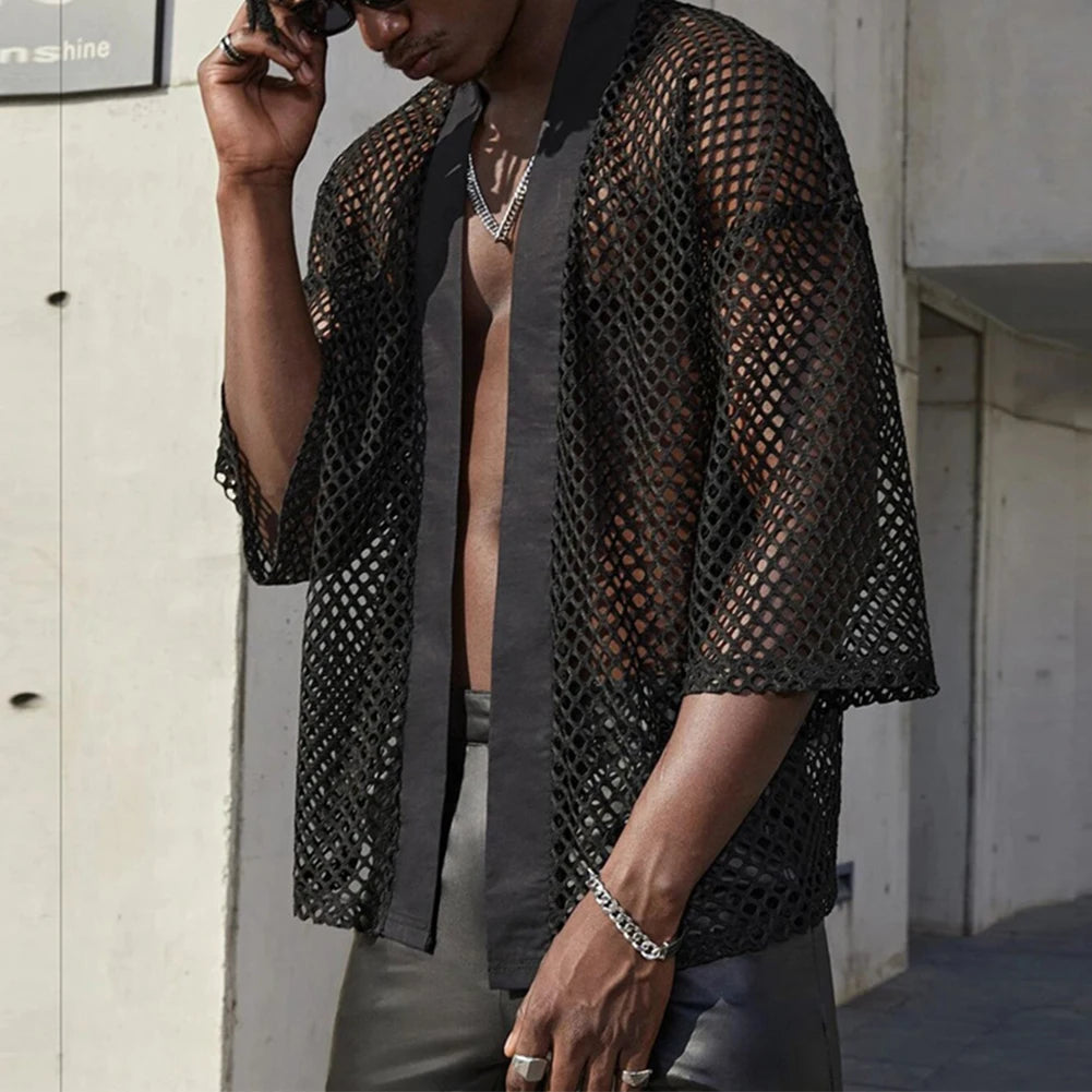 Casual Party Top Hollow Out T-shirt Casual Summer Outfits Fashionable Casual Wear Casual Holiday Shirt For Men - Kimlud