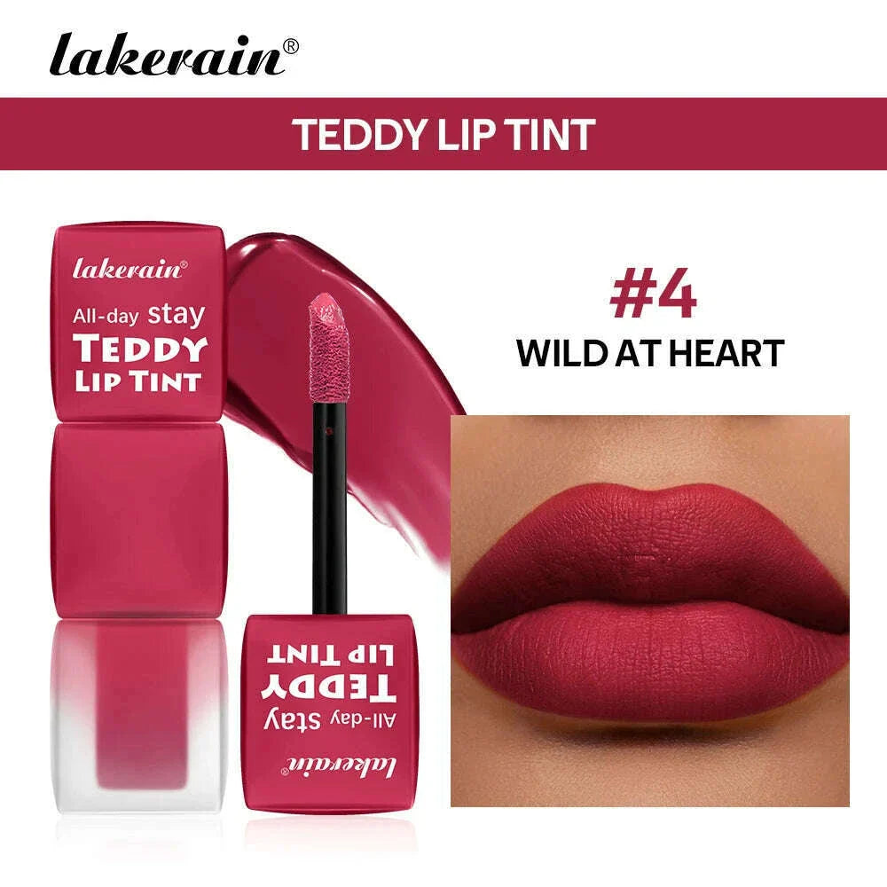 lakerain 6 colors matte teddy lip gloss lasting color waterproof not easy to take off makeup non-stick cup lip gloss