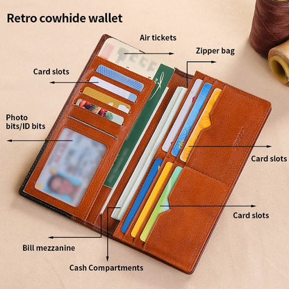 Wallet Men's Genuine Leather New Wallet Long Card Bag Storage Silver Foreskin Clip Hand-Held Bag Gift | Kimlud Mid Range...