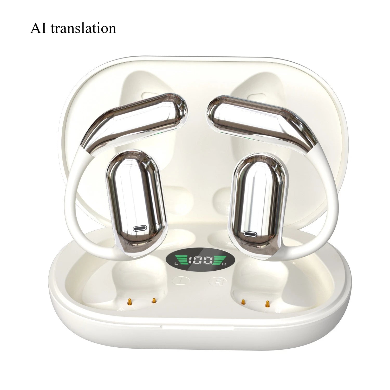 Real Time Translation Earbuds, AI Language Translator Earphone 3-in-1 Accents OWS Earbuds 144 Languages for Travel Business -Q16