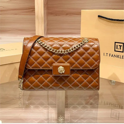 High end diamond grid chain small square bag for women 2025 new spring and summer single shoulder diagonal cross armpit...