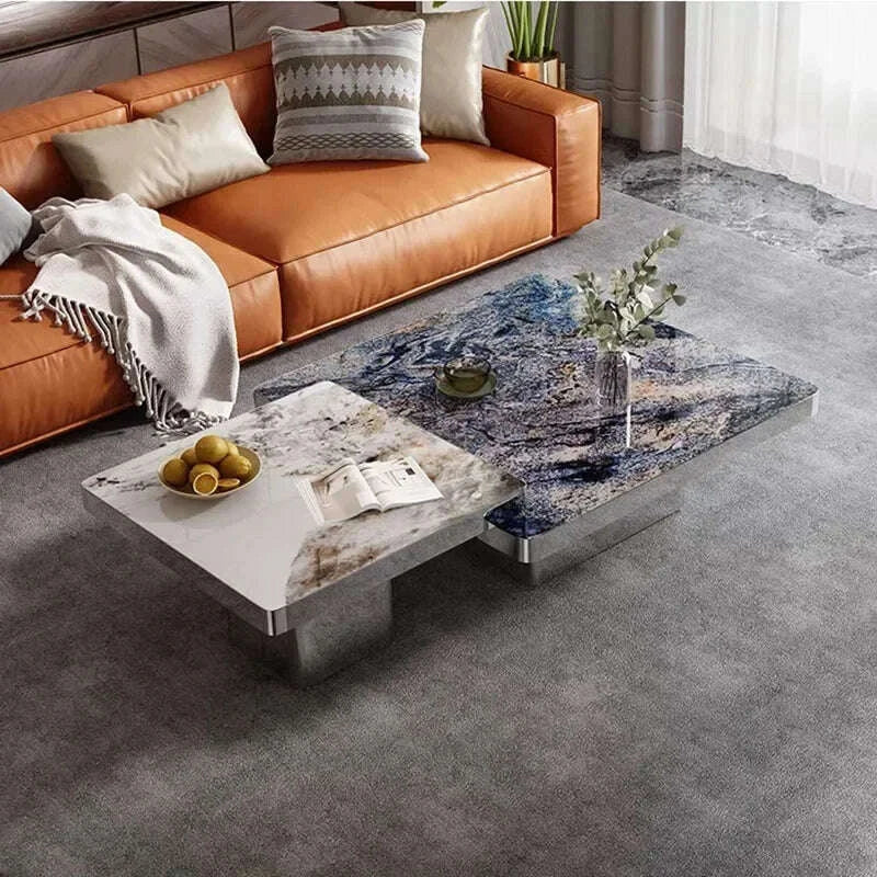 Fashion Corner Coffee Tables Metal Marble Entryways Floor Coffee Table Big Designer Muebles Para El Hogar Living Room Furniture