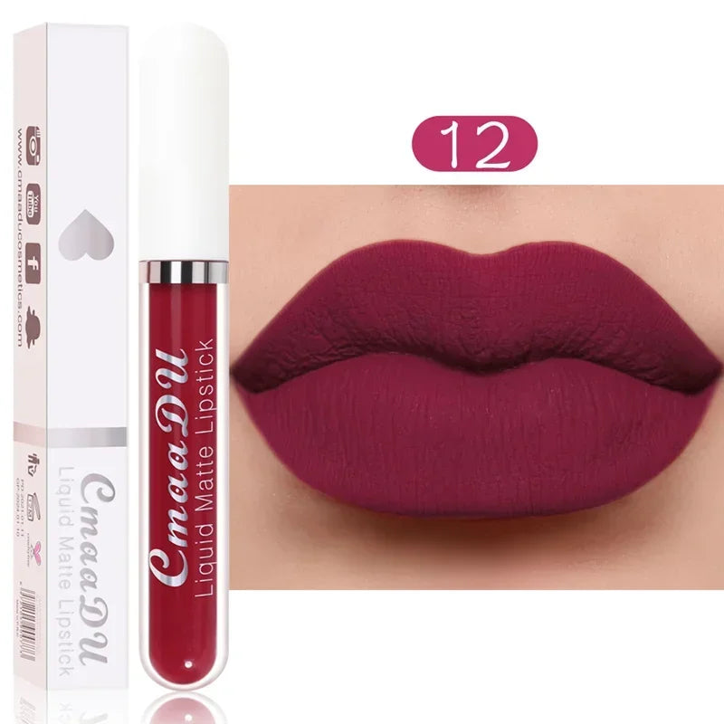 3Pcs/Set Waterproof Matte Nude Lip Gloss Brown Nude Pigment Dark Red Long Lasting Velvet Liquid Lipstick Women Makeup Lip Glaze