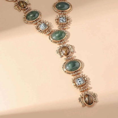 Vintage Chunky Geometric Resin Necklace for Women Irregular Exaggerated Big Statement Metal Necklace Ethnic Style Jewelry Gifts
