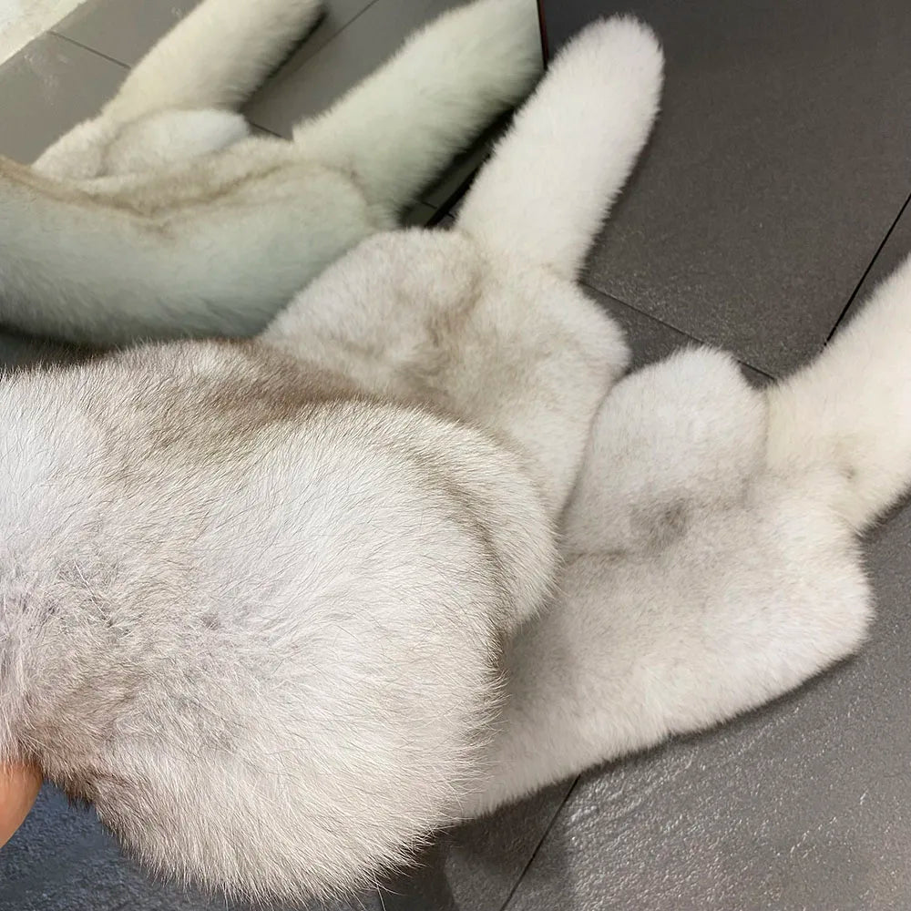 YOLOAgain 2025 Winter Warm Luxury Real Fox Fur Scarf Women Natural Fox Fur Scarf Shawl Female