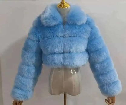 DEAT Fashion Women's Faux Fur Coat Lapel Zipper Long Sleeves Loose Thick Imitation  Fur Short Jacket Winter New 7AB6103