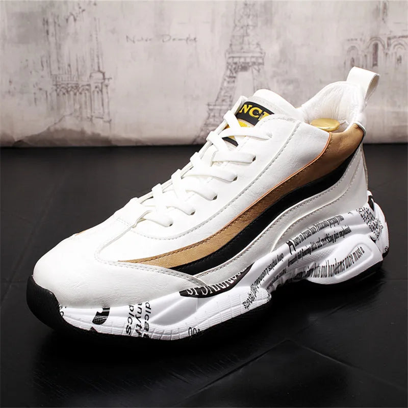 New Fashion Thick Sole Platform Sneakers Men Vulcanize Shoes Man Mixed Color Chunky Shoes Men Trainers Soft Shoes BM1198