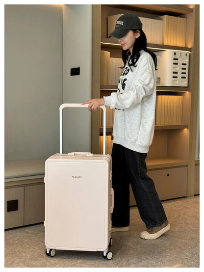 Travel Suitcase Aluminium Frame Wide Trolley Luggage Female Large Capacity Mute Universal Wheel Password Box Carry on...