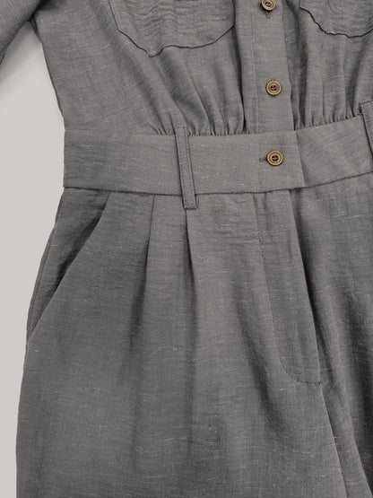 Women's Casual Utility Jumpsuit with Double Belt - Lapel Collar Button Down Long Sleeve Harem Pants One Piece Outfit |...