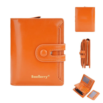 Women's Oiled Waxed Leather Wallet - Buckle Closure, Vertical Zipper Coin Pocket & 6 Card Slots (Heritage Design)