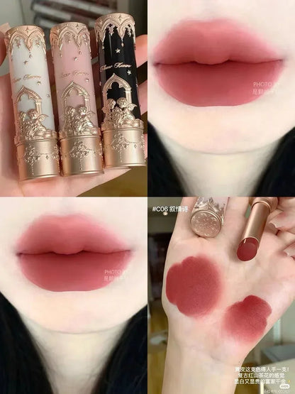 Flower Knows Little Angel Lip Mud Stick Velvet Matte Mist Lipstick Hidden Lip Pattern Hidden Lip Lines - Kimlud