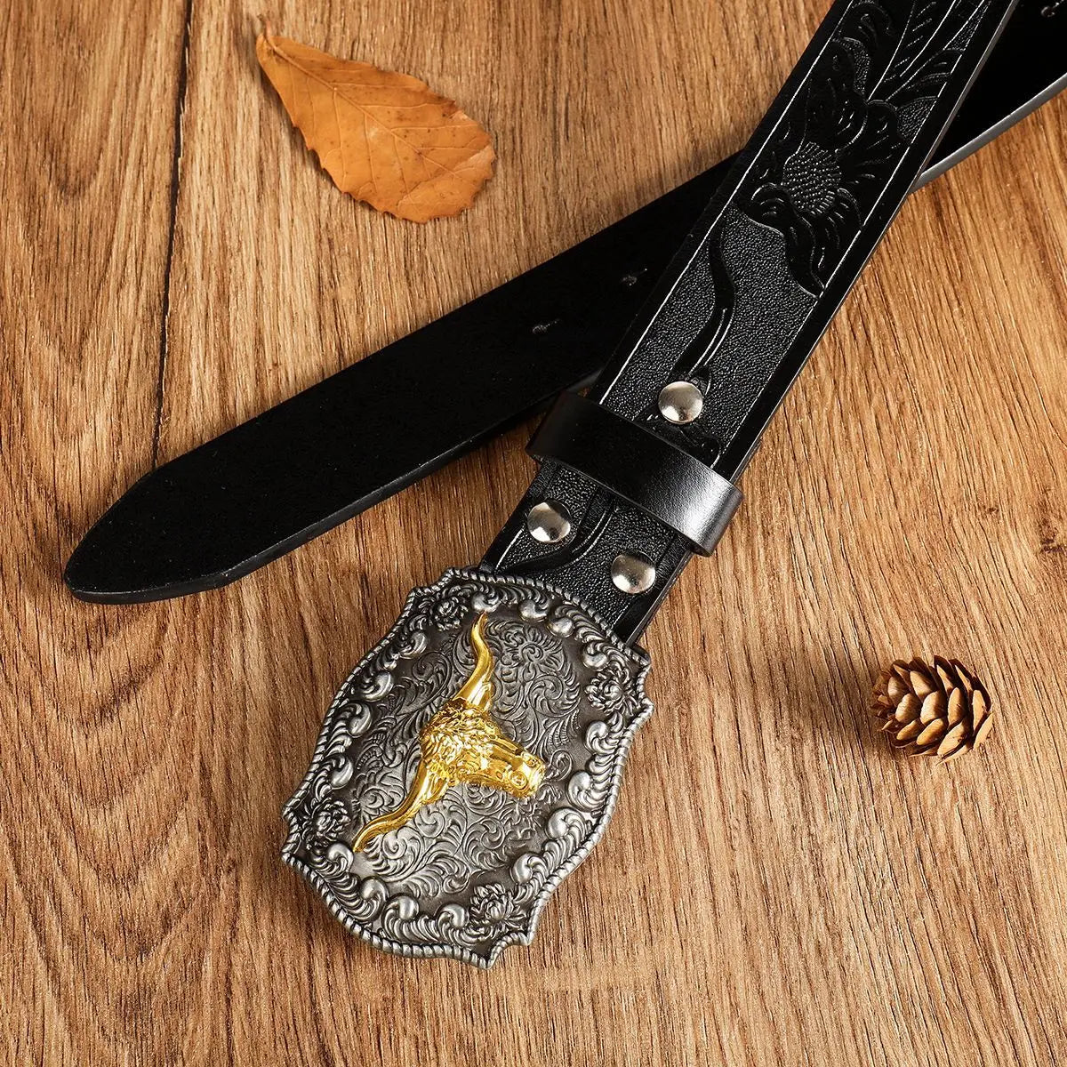 New Men's Western Cowboy Belt - Cool Handsome Black PU BELT Material Embossed Design and Stylish Alloy Buckle Men Belt |...