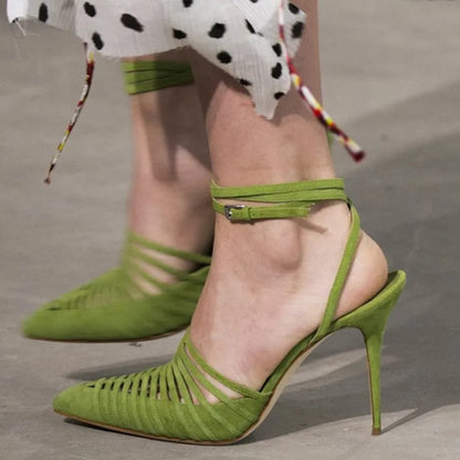 New Fashion Pointed Toe Cutout Pumps Sandals Sexy Stiletto Buckle Strap White High Heels Party Wedding Women'S Shoes Gladiator - Kimlud