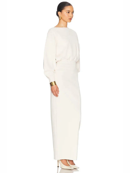 Sexy O Neck Long Sleeve Patchwork Maxi Bandage Dress Women White Winter Bodycon Long Runway Evening Club Party Dresses...