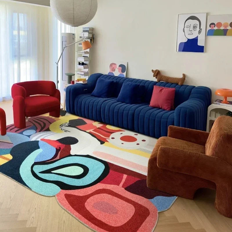 Modern Fashion Living Room Carpet Colored Abstract Decoration Fluffy Soft Rug Home Bedroom Bedside Non-slip Floor Mat Ковер 양탄자 - Kimlud