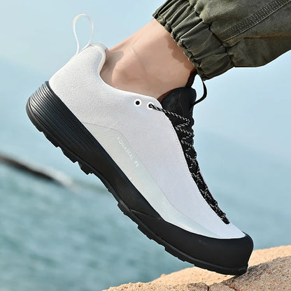 Men's Waterproof Leather Hiking Shoes Durable Outdoor Sport Men Trekking Leather Shoes Lace-Up Climbing Hunting Sneakers...