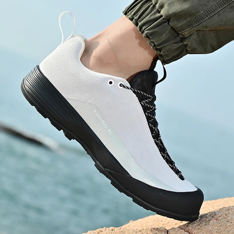 Men's Waterproof Leather Hiking Shoes Durable Outdoor Sport Men Trekking Leather Shoes Lace-Up Climbing Hunting Sneakers...