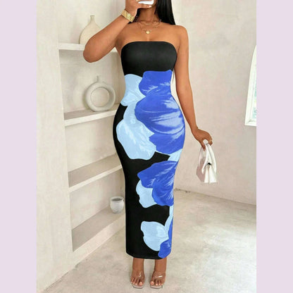 New Women's Dresses Summer Vintage Strap Casual Slim Elegant Evening Sleeveless Night Ruffles Sexy Maxi Long Dress Vestidos Sexy