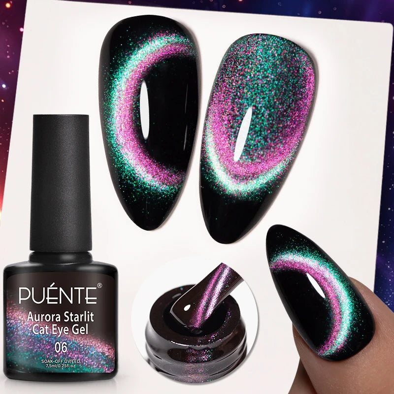 7.5ML Sparkling Reflective Glitter Gel Nail Polish Pink Purple Red Blue Colors Dark Flashing Nail Gel Soak Off UV Nail Varnish