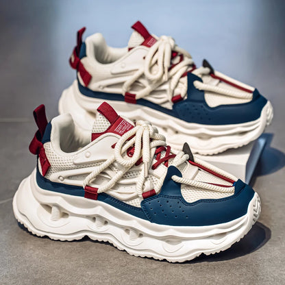 Men's sports shoes four seasons new thick-sole non-slip outdoor casual running shoes student light breathable soft-sole sneakers - Kimlud