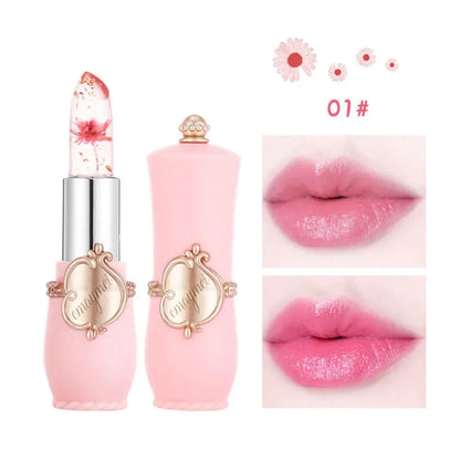 Jelly Dried Flower Color Changing Lip Balm Transparent Moisturizing Make Up Lipstick Repair Dry Cracks for Lips Care Lipgloss