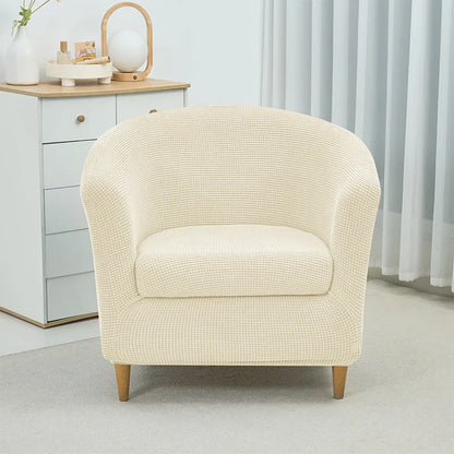 2pcs/set Jacquard Stretch Club Armchair Slipcover 1pc Barrel Tub Sofa Cover + 1pc Polar Fleece Couch Cover Furniture...