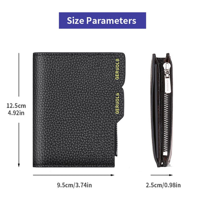 RFID Anti-Theft Brush New Three Fold Multi Fold Genuine Leather Cowhide Wallet Multifunctional anti Tamper Magnetic Card...