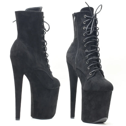 8"Heel 4"Platform Extreme Pole Dance Lace-Up FlannelAnkle Boots In Stock Three Colors Fast Shipping Size36-43 - Kimlud