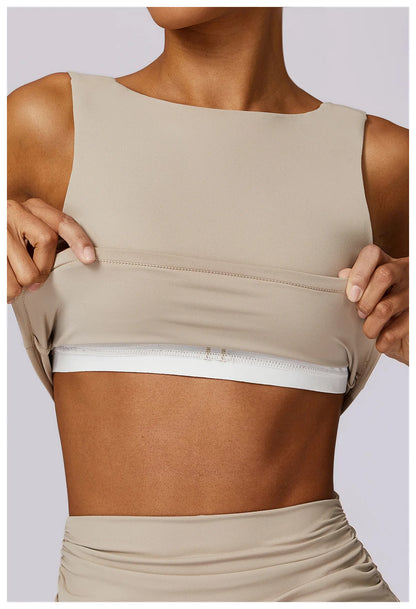 High Strength Sports Bra Shockproof Crop Top Anti-sweat Fitness Top Women Yoga Bra Backless Push Up Sport Top Gym Workout Top - Kimlud